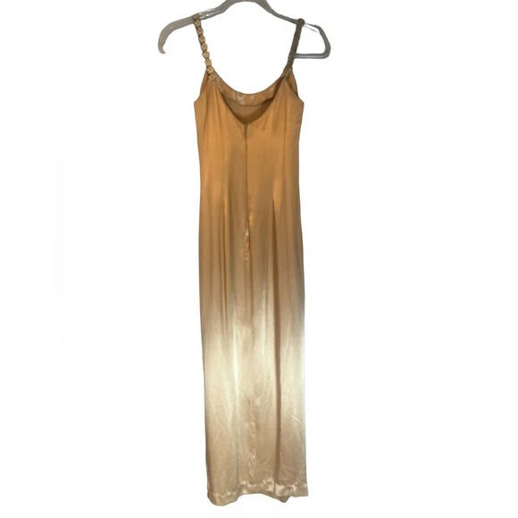 Vtg Jessica McClintock Gunne Sax Nude Satin Flower Strap Maxi Slip Dress XS/S - Picture 3 of 7